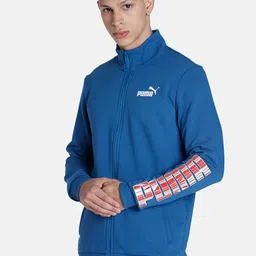 Puma Men Abstract Logo-Printed Knitted Cotton Slim Fit Sporty Jacket-24