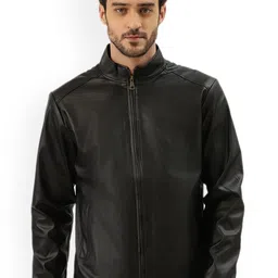 Leather Retail Men Black Outdoor Leather Jacket-44