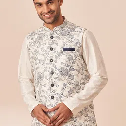 Manyavar Men Brocade Printed Nehru Jacket-image-2