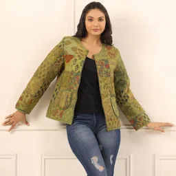 SANSKRUTIHOMES Floral Printed Lightweight Tailored Jacket-26