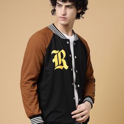 Rigo Typography Embroidered Oversized Fleece Varsity Jacket-26
