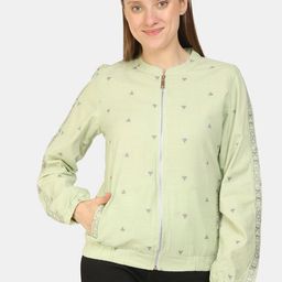KALINI Geometric Embroidered Mandarin Collar Cotton Tailored Jacket-29