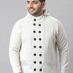 Instafab Plus Men Off White Windcheater Tailored Jacket-image-9