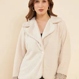 Antheaa Cream-Coloured Embellished Lapel Collar Tailored Jacket-13