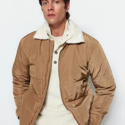 Trendyol Spread Collar Faux Fur Trim Longline Padded Jacket-image-41