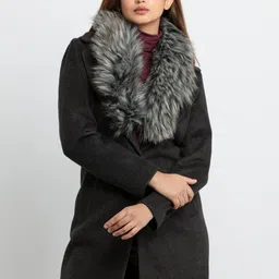 Status Quo Women Black Longline Parka Jacket-image-29