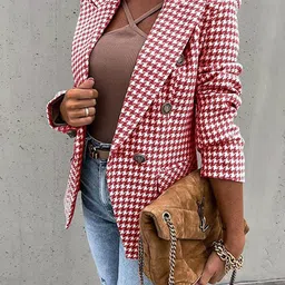 StyleCast Pink & White Geometric Printed Longline Tailored Jacket-27