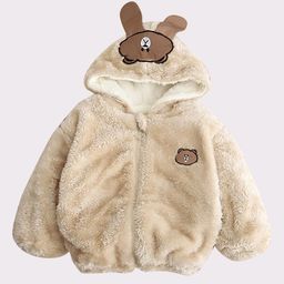 StyleCast Boys Beige Self Design Hooded Faux Fur Trim Cotton Tailored Jacket-image-14