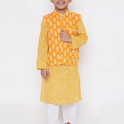 KID1 Boys Striped Regular Pure Cotton Kurta With Pyjamas-image-64