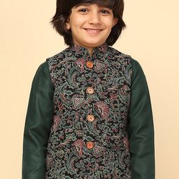 KISAH Boys Ethnic Motifs Printed Woven Nehru Jackets-image-7