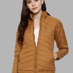 Campus Sutra Women Brown Windcheater Outdoor Puffer Jacket-picture-58