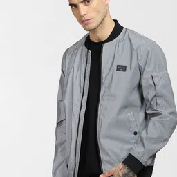 Jack & Jones Men Grey Colourblocked Bomber Jacket-17