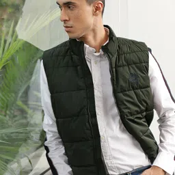U.S. Polo Assn. Men Olive Green Solid Padded Jacket-picture-44