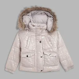 ELLE Girls Silver-Toned Striped Puffer Jacket-image-5