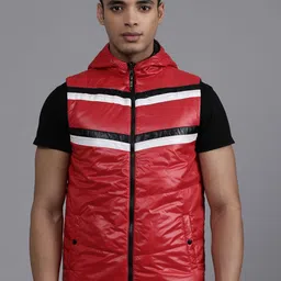 WROGN Striped Hooded Sleeveless Padded Jacket-picture-41