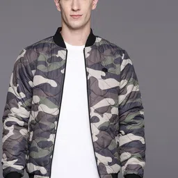 Allen Solly Solid Stand Collar Reversible Bomber Jacket-image-19