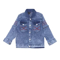 CREMLIN CLOTHING Boys Blue Cotton Washed Denim Jacket-image-42