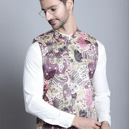 Jompers Printed Zari Cotton Silk Nehru Jacket-picture-31