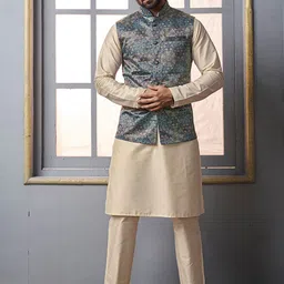 Inddus Floral Printed Nehru Jacket-26