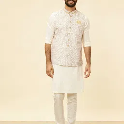 Manyavar Geometric Printed Mandarin Collar Nehru Jacket-28