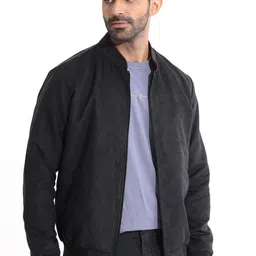 RARE RABBIT Men Henron Regular Fit Mandarin Collar Bomber Jacket-45