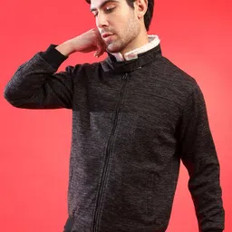 Campus Sutra Men Charcoal Lightweight Open Front Jacket-image-15