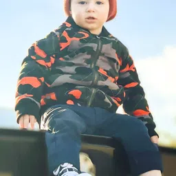 Cherry Crumble Unisex Kids Orange Grey Insulator Open Front Jacket-image-39