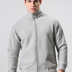 BAESD Men Mock Collar Self Design Woollen Casual Lightweight Bomber Jacket-28