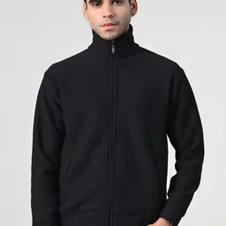 BAESD Men Mock Collar Solid Woollen Casual Lightweight Bomber Jacket-19
