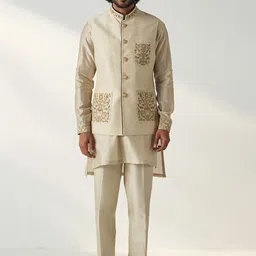 STUDIO BAGECHAA Embroidered Woven Nehru Jacket-29