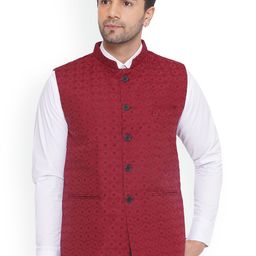 VEERA PARIDHAAN Embroidered Woven Nehru Jacket-picture-58