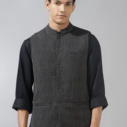 Fabindia Woven-Design Woollen Nehru Jacket-picture-12
