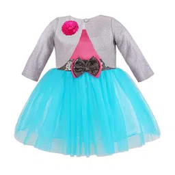 Wish Karo Girls Blue & Pink Net Dress With Jacket-image-57