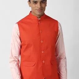 Peter England Elite Solid Woven Nehru Jacket-38