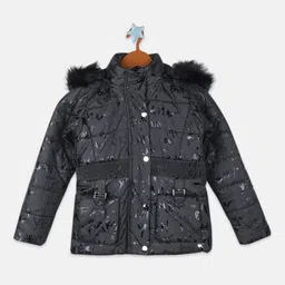 Monte Carlo Girls Black Typography Parka Jacket-image-42