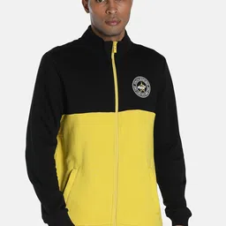 Puma Men Yellow Black Colourblocked X 1DER KL Rahul Varsity Cotton Sporty Jacket-picture-30