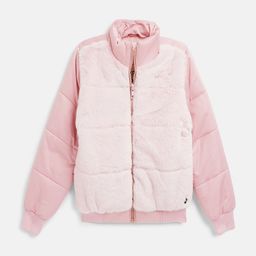 Blue Giraffe Girls Pink Bomber Jacket-image-0
