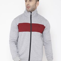 CHKOKKO Men Colourblocked Fleece Sporty Jacket-image-19