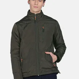 Flying Machine Solid Mock Collar Long Sleeves Sporty Jacket-1
