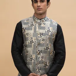 NEUDIS Jacquard Woven Nehru Jacket-image-10