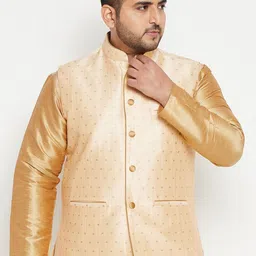 VASTRAMAY Men Plus Size Woven Design Nehru Jacket-29