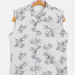 JBN Creation Boys Grey Printed Slim-Fit Nehru Jacket-99