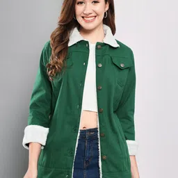 Funday Fashion Spread Collar Longline Cotton Tailored Jacket-81