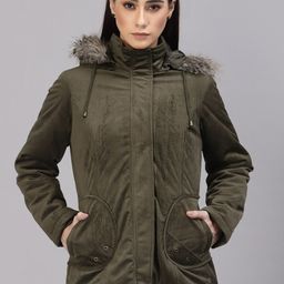 Gipsy Self Design Lightweight Parka Jacket With Faux Fur Trim-22