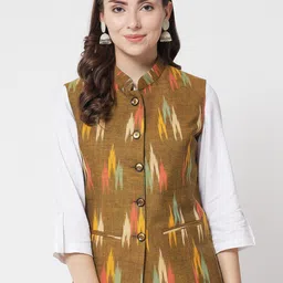KALINI Ikat Pattern Nehru Jacket-image-28