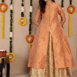 AKS Couture Floral Woven Design Front Open Jacket-27