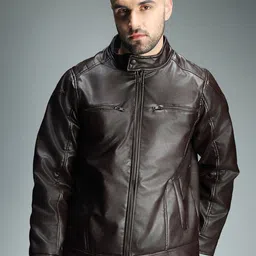 High Star Band Collar Biker Jacket-picture-31