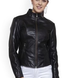 BEAVER Lightweight Mock Collar Crop Leather Jacket-picture-27