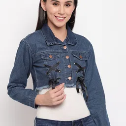 TALES & STORIES Washed Lightweight Crop Cotton Denim Jacket-picture-18