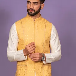 KISAH Men Woven Design Mandarin Collar Nehru Jacket-picture-20